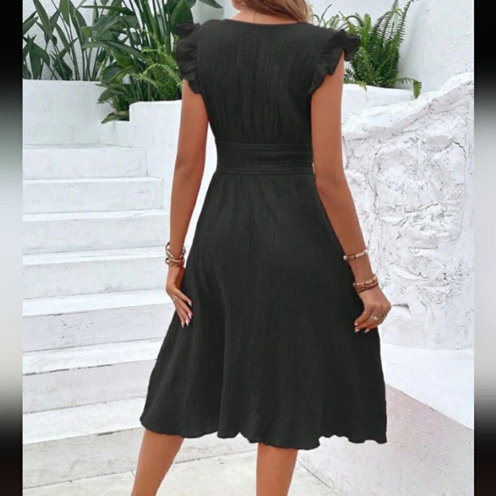 ELLE Midi Pleated & Ruffle Dress